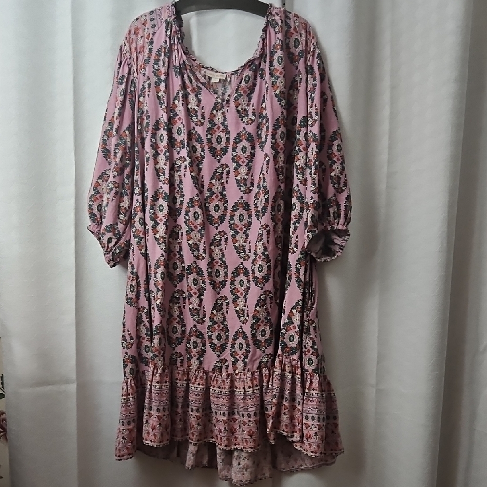 Women's Plus Size Knox Rose Pink and Black 3 Quater Sleeve Dress Size 3X